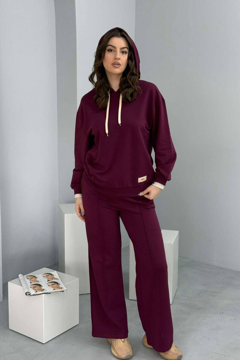 HOODIE+SWEATPANTS WOMEN SET BURGUNDY/VISHNJE - 1