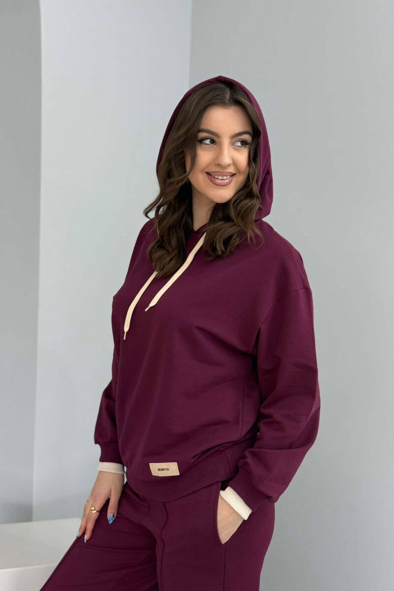 HOODIE+SWEATPANTS WOMEN SET BURGUNDY/VISHNJE - 2