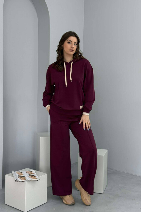 HOODIE+SWEATPANTS WOMEN SET BURGUNDY/VISHNJE - 3