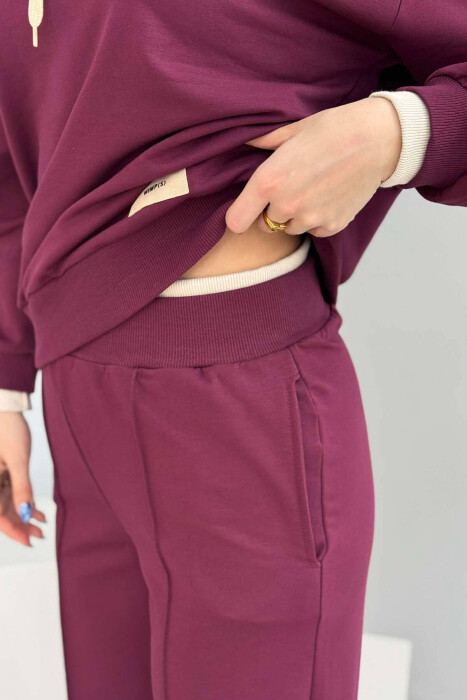 HOODIE+SWEATPANTS WOMEN SET BURGUNDY/VISHNJE - 4