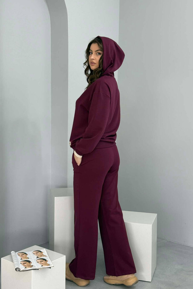 HOODIE+SWEATPANTS WOMEN SET BURGUNDY/VISHNJE - 5