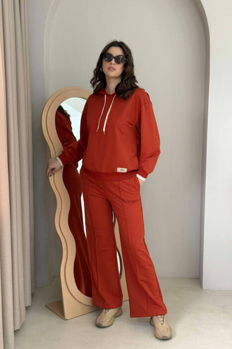 HOODIE+SWEATPANTS WOMEN SET ORANGE/PORTOKALLI 