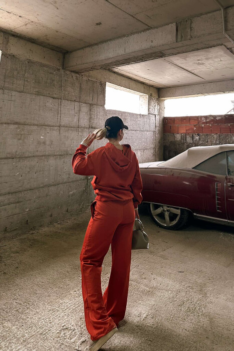 HOODIE+SWEATPANTS WOMEN SET ORANGE/PORTOKALLI - 3