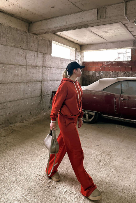 HOODIE+SWEATPANTS WOMEN SET ORANGE/PORTOKALLI - 4