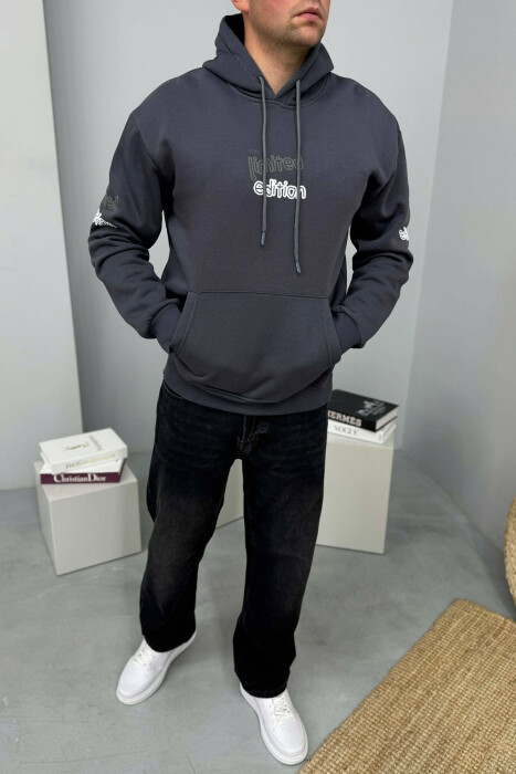 HOODIE ME PUSH DHE ME SHKRIME PER MESHKUJ NE NGJYRE GRI TE ERRET - 1