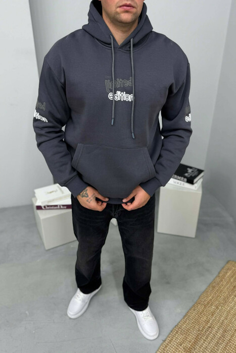 HOODIE ME PUSH DHE ME SHKRIME PER MESHKUJ NE NGJYRE GRI TE ERRET - 2