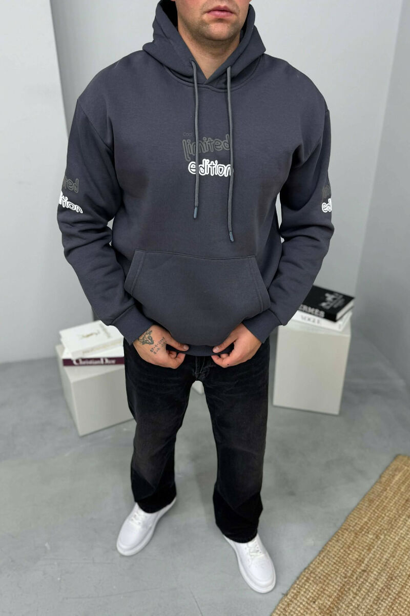 HOODIE ME PUSH DHE ME SHKRIME PER MESHKUJ NE NGJYRE GRI TE ERRET - 2