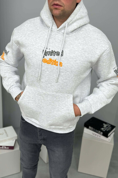 HOODIE ME PUSH DHE ME SHKRIME PER MESHKUJ NE NGJYRE GRI TE ZBARDHUR - 2