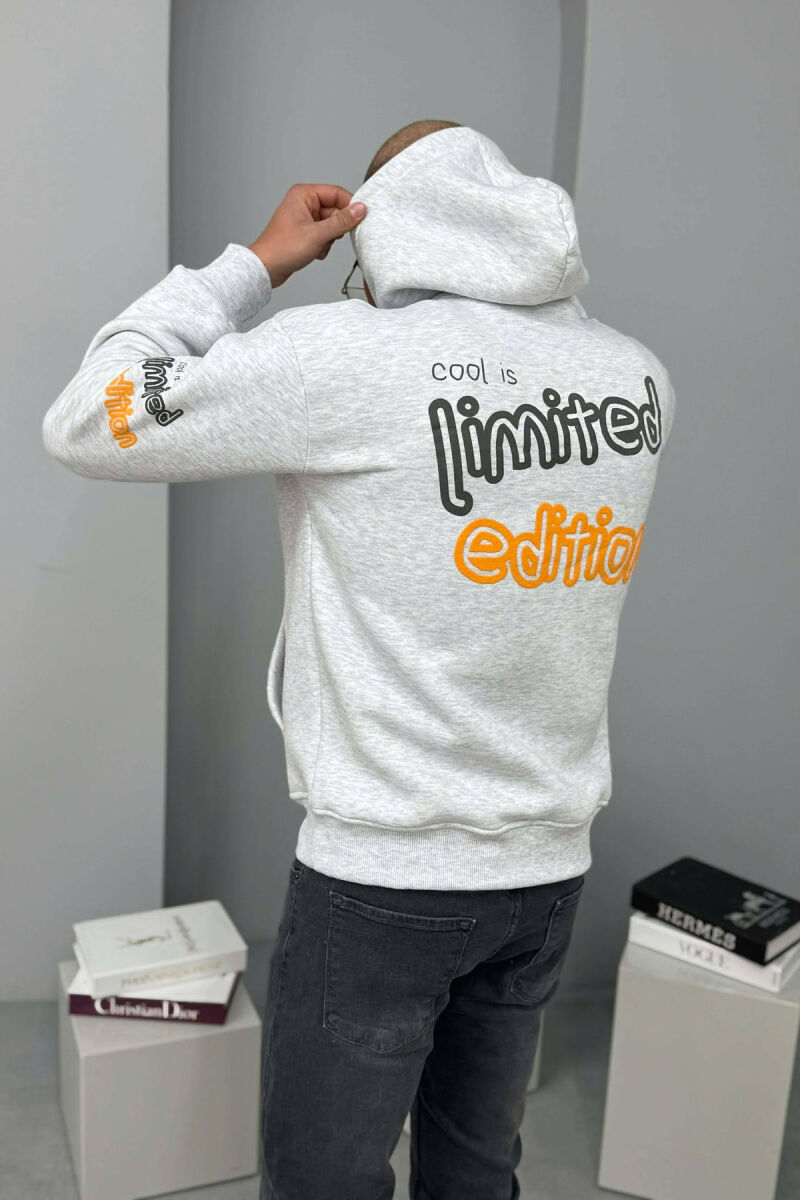 HOODIE ME PUSH DHE ME SHKRIME PER MESHKUJ NE NGJYRE GRI TE ZBARDHUR - 3