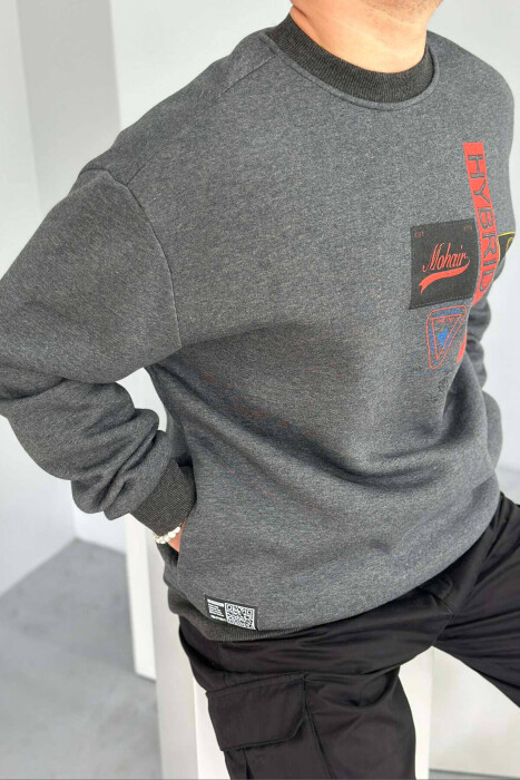 HYBRID FRONT POCKETS MEN SWEATSHIRT DARK GREY/GEE - 3