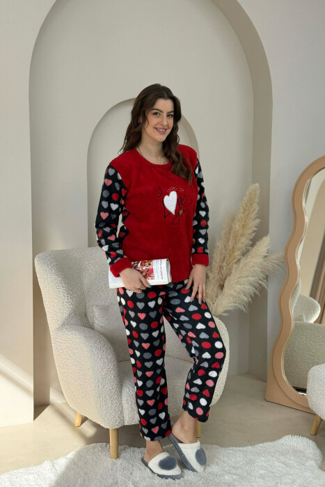 I LOVE YOU WRITINGS POLAR WOMAN PIJAMAS RED/E KUQE - KLAUDIO FASHION