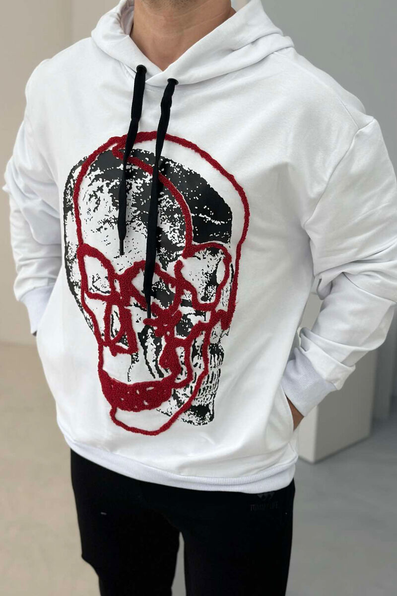 IMAGE COTTON LACING MEN HOODIE WHITE-E BARDHE - 3