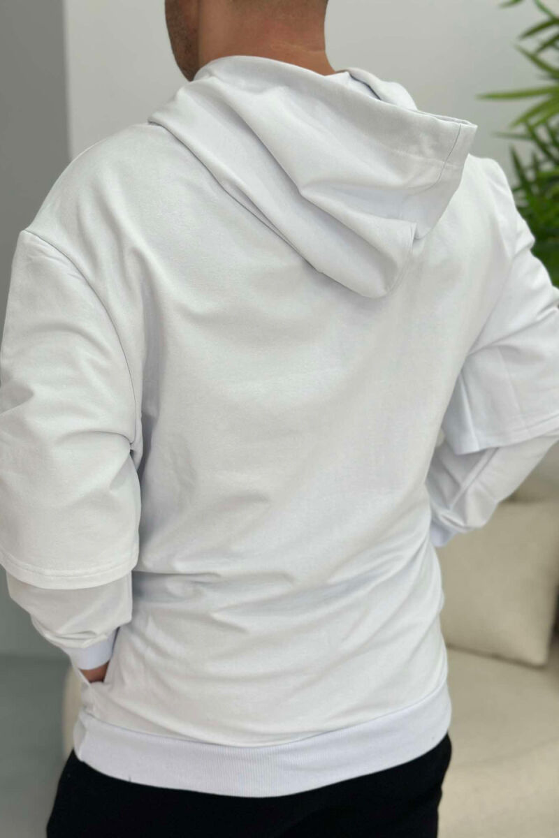 IMAGE COTTON LACING MEN HOODIE WHITE-E BARDHE - 4