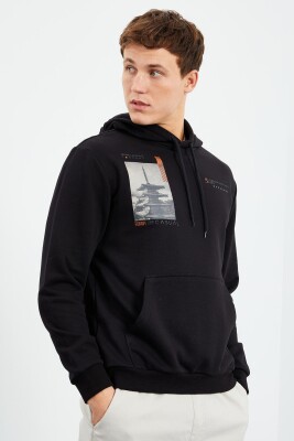 IMAGE LITTLE WRITTINGS COTTON MEN HOODIE BLACK/ E ZEZE 