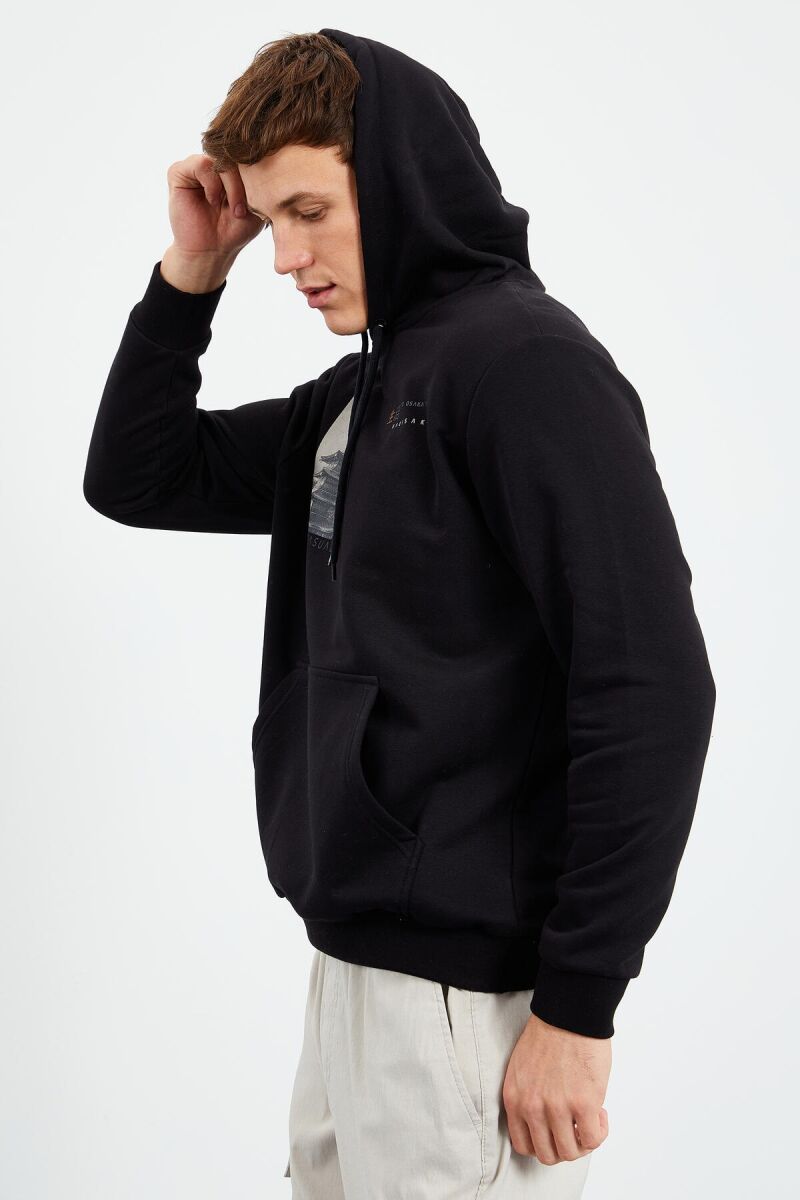 IMAGE LITTLE WRITTINGS COTTON MEN HOODIE BLACK/ E ZEZE - 10