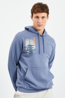 IMAGE LITTLE WRITTINGS COTTON MEN HOODIE LIGHTBLUE/BZ 