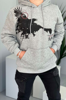 IMAGE LITTLE WRITTINGS FLUFFY MEN HOODIE LIGHT GREY/GZ 