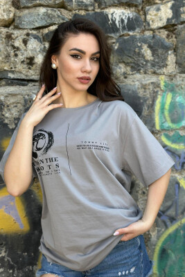 IMAGE ONE COLOR COTTON WOMAN T-SHIRT GREY/GRI 