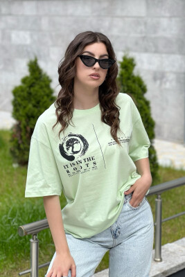 IMAGE ONE COLOR COTTON WOMAN T-SHIRT MINT/MENTE 