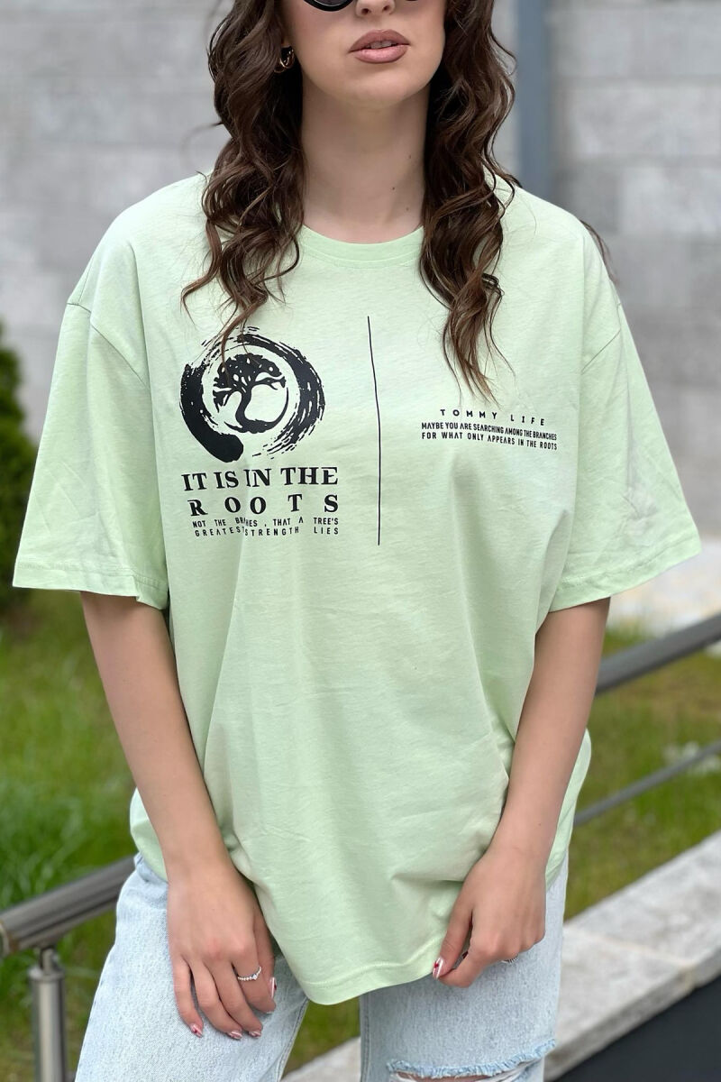 IMAGE ONE COLOR COTTON WOMAN T-SHIRT MINT/MENTE - 2