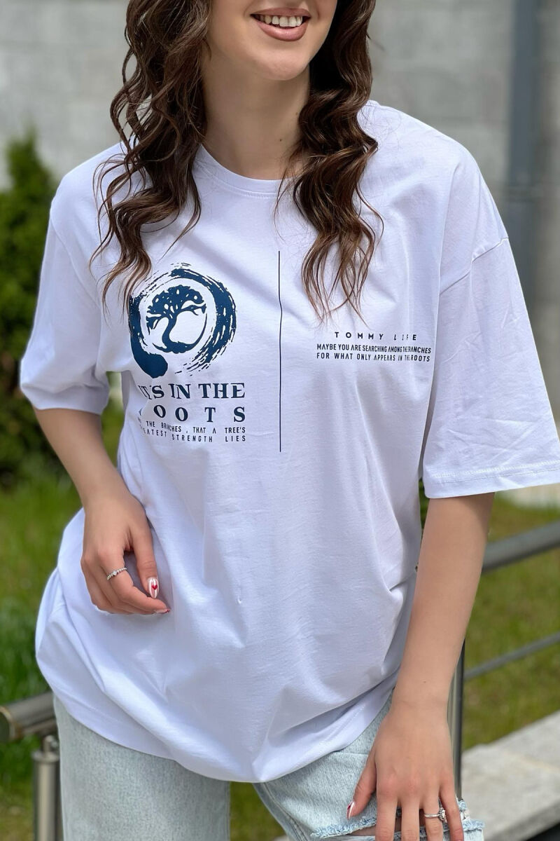 IMAGE ONE COLOR COTTON WOMAN T-SHIRT WHITE-E BARDHE - 3