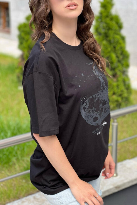 IMAGE ONE COLOR WOMAN T-SHIRT BLACK/ E ZEZE - 3