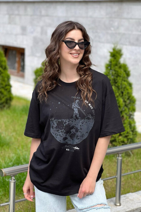 IMAGE ONE COLOR WOMAN T-SHIRT BLACK/ E ZEZE 