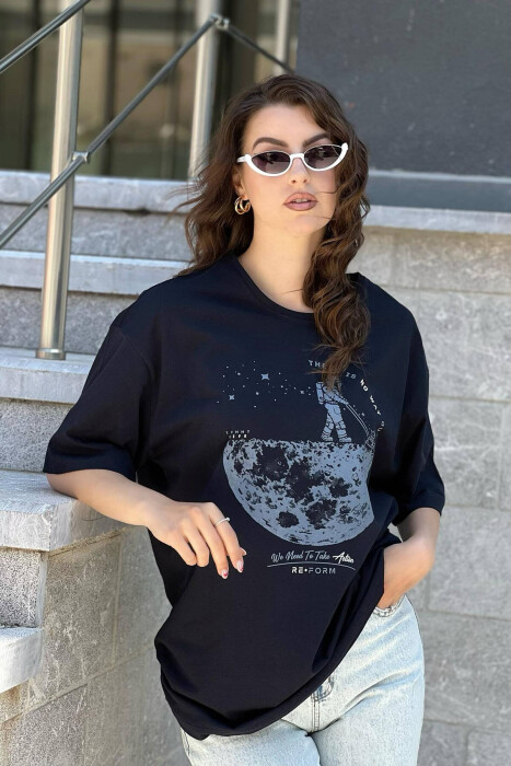 IMAGE ONE COLOR WOMAN T-SHIRT DARK BLUE/BEE 