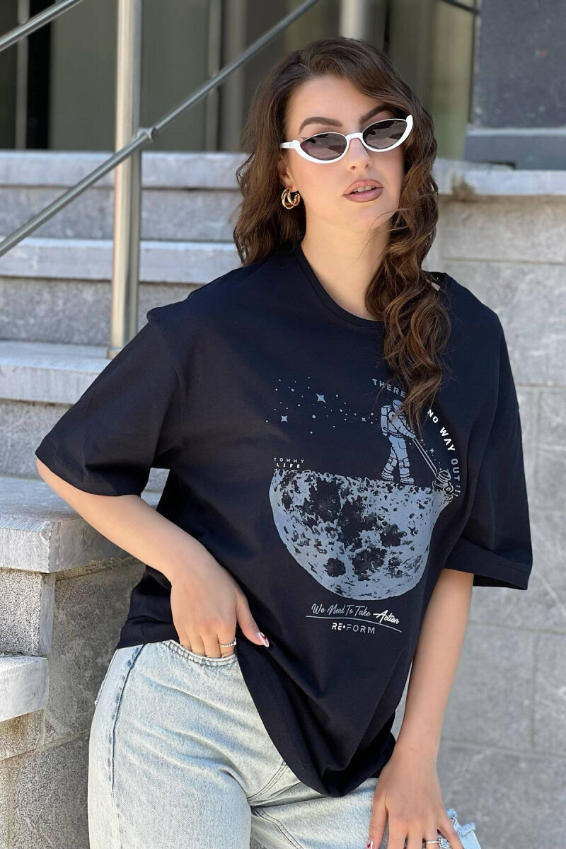 IMAGE ONE COLOR WOMAN T-SHIRT DARK BLUE/BEE - 3