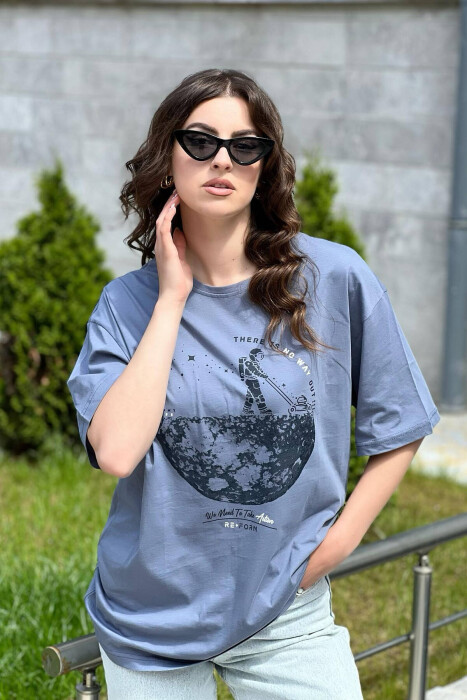 IMAGE ONE COLOR WOMAN T-SHIRT LIGHTBLUE/BZ 
