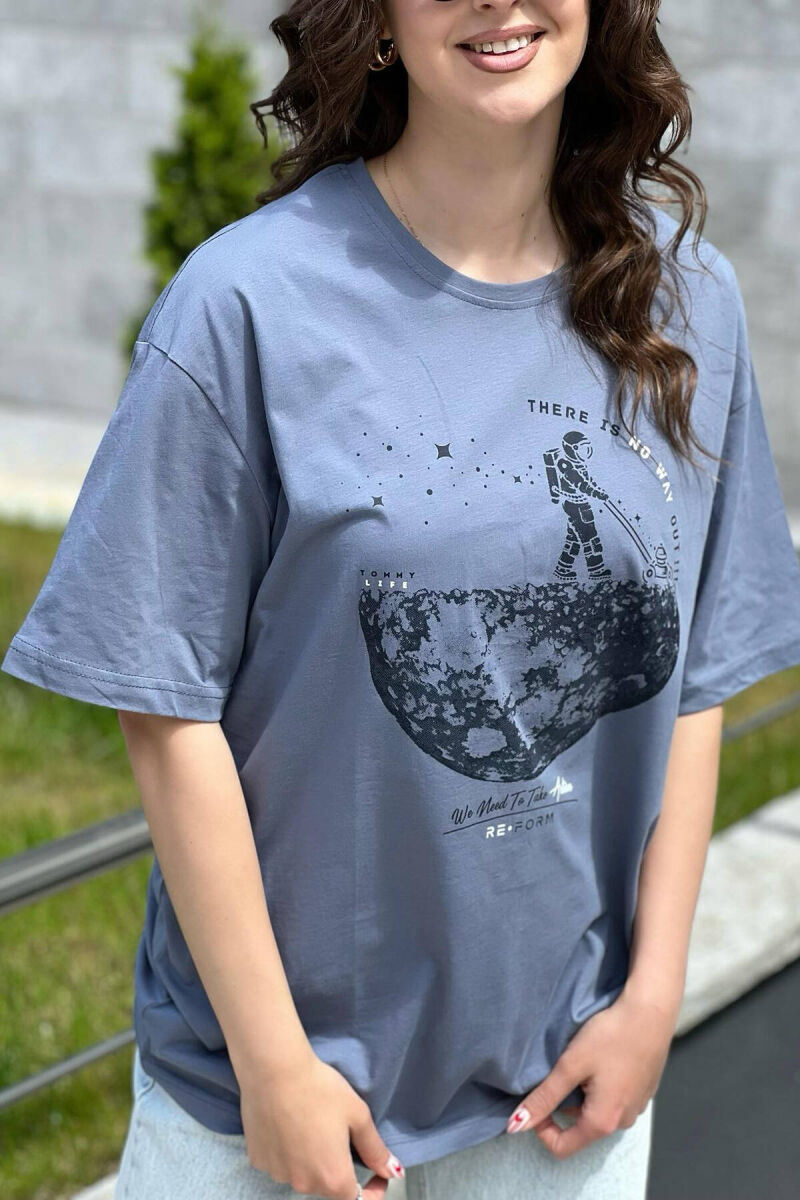 IMAGE ONE COLOR WOMAN T-SHIRT LIGHTBLUE/BZ - 3