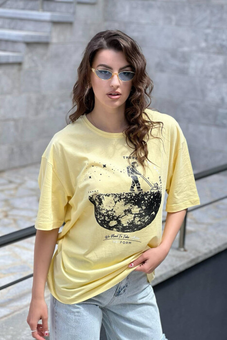 IMAGE ONE COLOR WOMAN T-SHIRT YELLOW/E VERDHE 