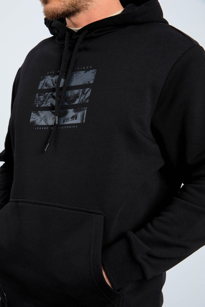 IMAGE WRITTINGS COTTON MEN HOODIE BLACK/ E ZEZE - 3