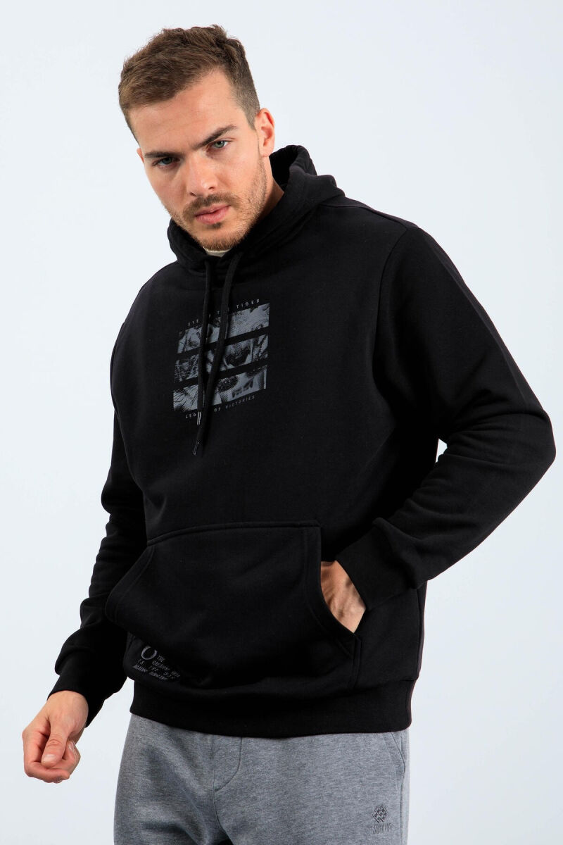 IMAGE WRITTINGS COTTON MEN HOODIE BLACK/ E ZEZE - 4