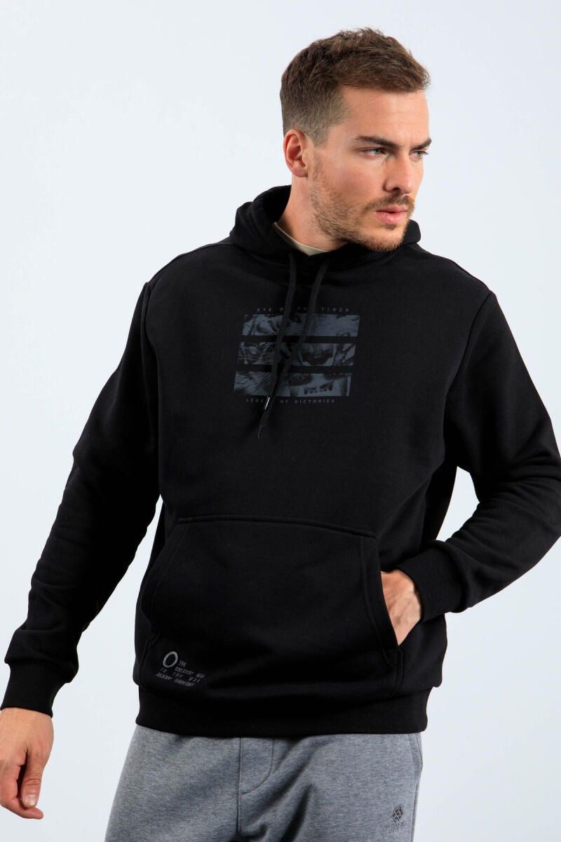 IMAGE WRITTINGS COTTON MEN HOODIE BLACK/ E ZEZE - 6