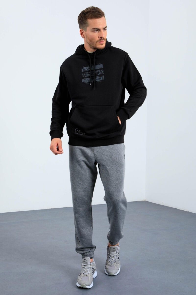 IMAGE WRITTINGS COTTON MEN HOODIE BLACK/ E ZEZE - 7