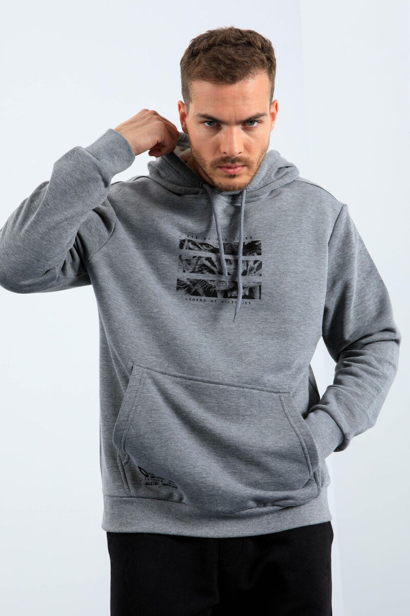 IMAGE WRITTINGS COTTON MEN HOODIE GREY/GRI - 1