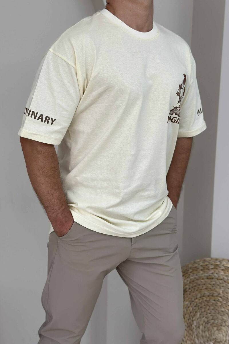 IMAGINARY WRITTING MEN T-SHIRT CREAM/KREM - 4