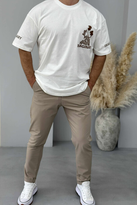 IMAGINARY WRITTING MEN T-SHIRT WHITE-E BARDHE 