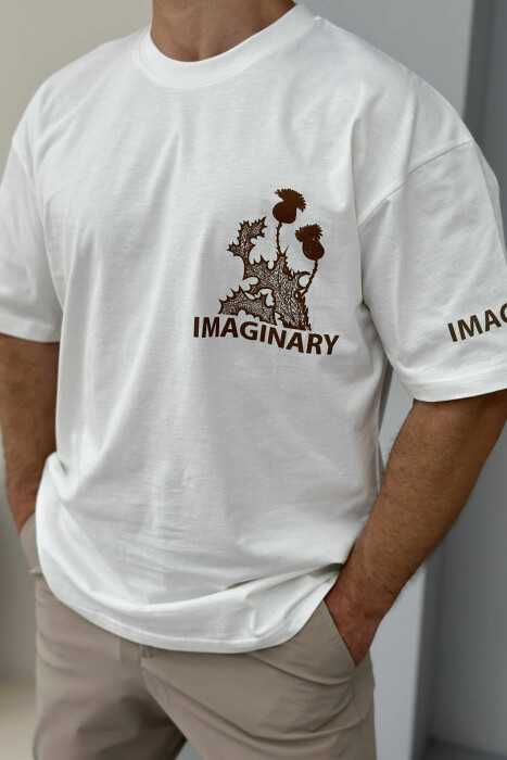 IMAGINARY WRITTING MEN T-SHIRT WHITE-E BARDHE - 3
