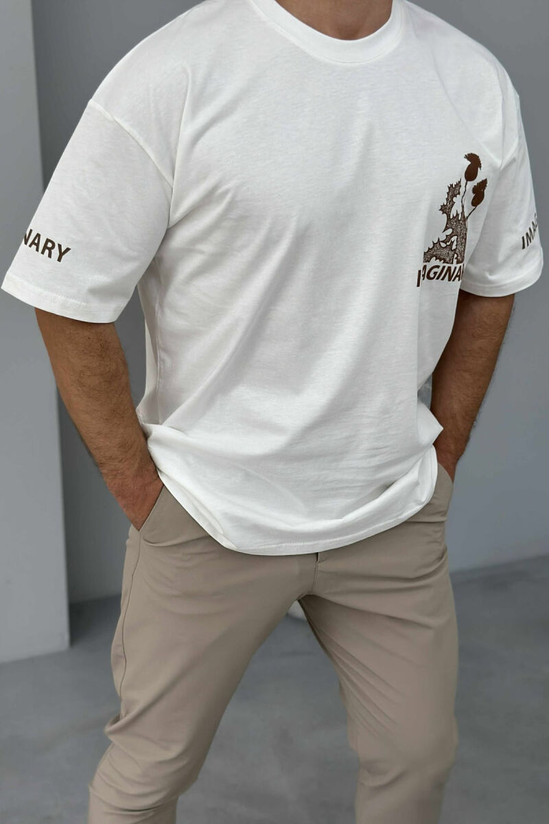 IMAGINARY WRITTING MEN T-SHIRT WHITE-E BARDHE - 4