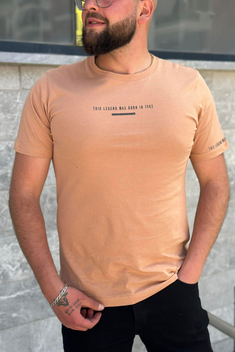 IN 1982 ONE COLOR COTTON MEN T-SHIRT BEIGE/BEZHE - 1