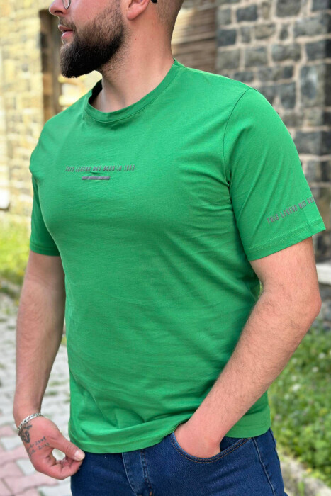 IN 1982 ONE COLOR COTTON MEN T-SHIRT GREEN/JESHILE - 2