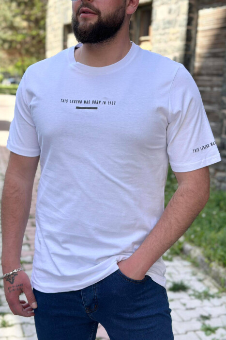 IN 1982 ONE COLOR COTTON MEN T-SHIRT WHITE-E BARDHE - 2