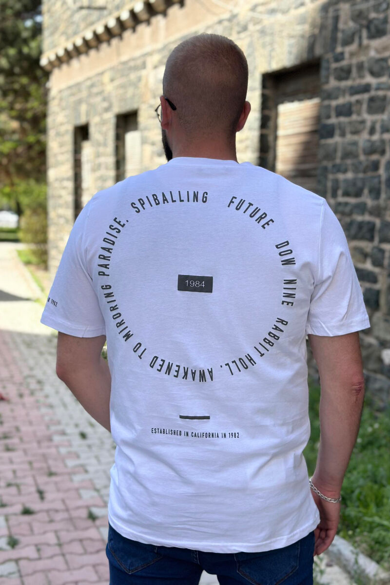 IN 1982 ONE COLOR COTTON MEN T-SHIRT WHITE-E BARDHE - 3