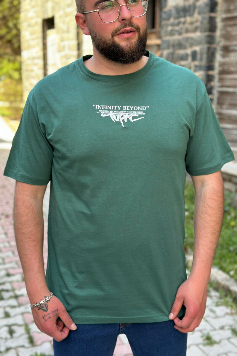 INFINITY ONE COLOR COTTON MEN T-SHIRT DARK GREEN/JEE - 1