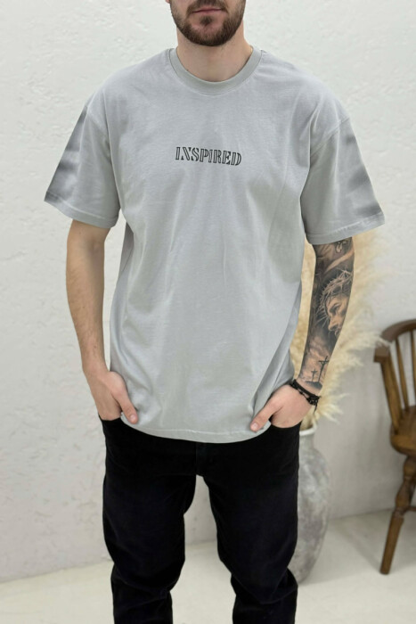 INSPIRED FRONT & BACK WRITTINGS MEN T-SHIRT GREY/GRI - 3