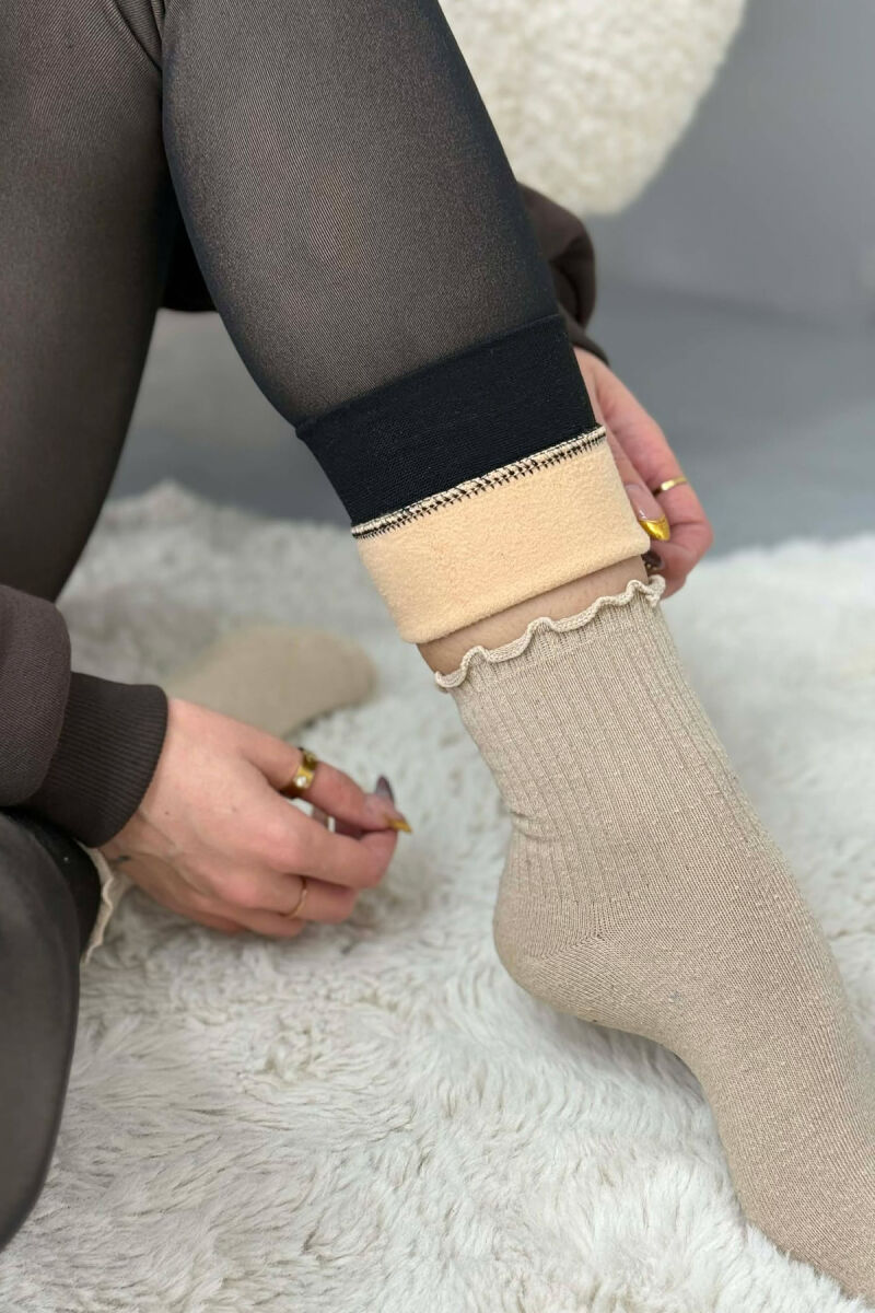 INTERIOR FUR ONE COLOR WOMEN LEGGINGS DARK BROWN/KAE - 2