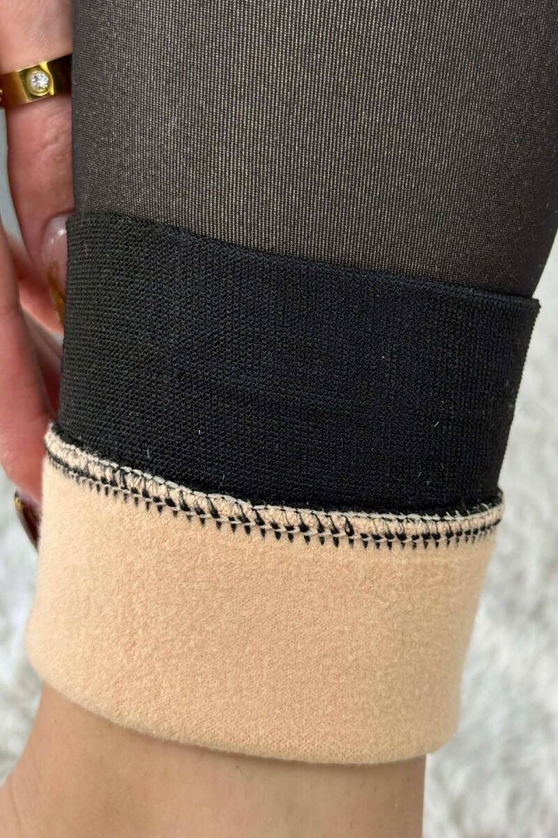 INTERIOR FUR ONE COLOR WOMEN LEGGINGS DARK BROWN/KAE - 9