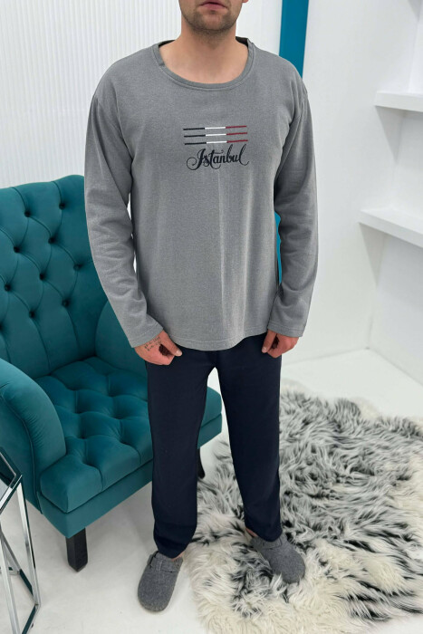 PIZHAME BLUZE ME LOGO ISTAMBUL+TUTA PER MESHKUJ NE NGJYRE GRI - KLAUDIO FASHION